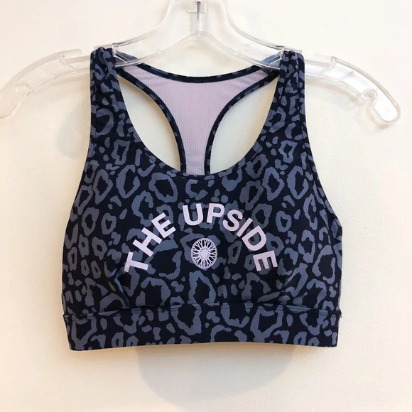 The Upside Purple Leopard Graphic Logo Athletic Athleisure Supportive Sports Bra - Picture 2 of 8